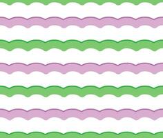 senza soluzione di continuità modello con viola e verde ondulato Linee a bianca sfondo, caramella cotone, nube soffice, vettore illustrazione