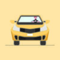 uomo alla guida di una macchina gialla yellow vettore