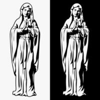 preghiere vergine Maria, vettore illustrazione su bianca e nero sfondo