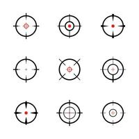 icona obiettivo o obiettivo imposta icone in icone a croce di colore nero e rosso vettore