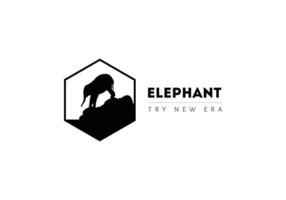 elefante giù logo silhouette icona nel poligono vettore