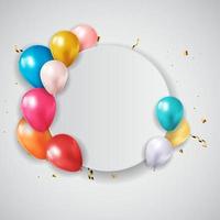 sfondo realistico palloncino 3d per carta di festa o vacanza o compleanno o promozione vettore