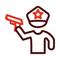 poliziotto Tenere pistola glifo Due colore icona per personale e commerciale uso. vettore
