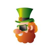 felice giorno di san patrizio cartone animato leprechaun con cappello e occhiali da sole personaggio vettore