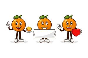 arancia frutta cartone animato personaggio design collezione vettore