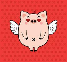Cupido cartone animato maiale gratuito vettore design