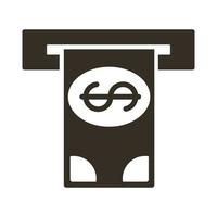 bill dollaro in icona di stile silhouette foro bancomat vettore