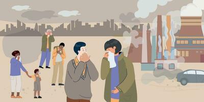 città smog persone composizione vettore