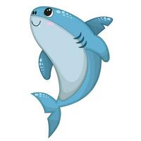 vettore illustrazione di cartone animato carino contento squalo salto per design elemento. divertente mare animale su un' bianca sfondo.