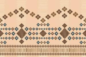 etnico ikat tessuto modello geometrico stile.africano ikat ricamo etnico orientale modello Marrone crema sfondo. astratto,vettore,illustrazione.trama,abbigliamento,cornice,decorazione,tappeto,motivo. vettore