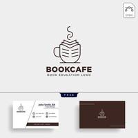 libro tazza caffè linea educazione nero semplice logo modello illustrazione vettoriale icona elemento file vettoriale isolato