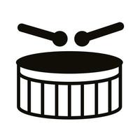 icona di stile silhouette di strumento musicale a tamburo vettore