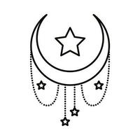 icona di stile della linea del simbolo dello zodiaco della luna e delle stelle vettore