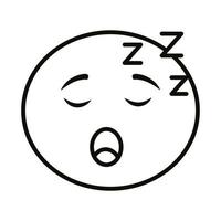 icona di stile linea classica faccia emoji addormentata vettore