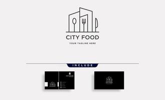 città attrezzature alimentari semplice piatto logo design vettoriale