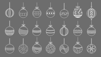 Natale palla linea icon.set di semplice Natale palle isolato su grigio sfondo.vacanze Natale decorazione vettore