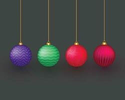 sposare Natale e contento nuovo anno Natale decorazioni palla sospeso su nastro, oro luccichio coriandoli. realistico 3d design. vettore illustrazione
