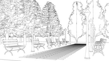 3d illustrazione di parco e paesaggio progetto vettore