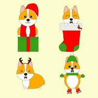 corgi Natale impostato vettore