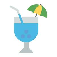 un' rinfrescante bevanda nel un' bicchiere con alto ombrello rappresenta bicchiere di cocktail. vettore