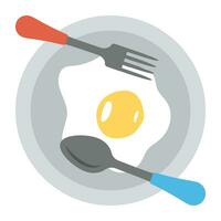 un icona mostrando fritte uovo con posate raffigurante prima colazione vettore