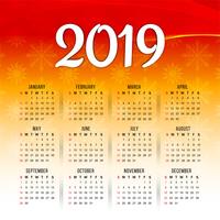 Disegno di calendario colorato astratto Capodanno 2019 vettore