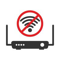 vettore illustrazione di Wi-Fi router no segnale icona nel buio colore e bianca sfondo