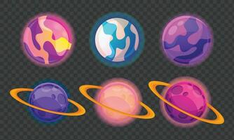 cartone animato galassia sfondo con colorato pianeti collezione vettore
