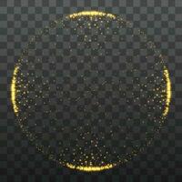 vettore leggero effetto cerchio forma su un' nero sfondo. oro raggiante neon cerchio con luminoso polvere e bagliori. luminoso cerchio. astratto elegante leggero effetto.