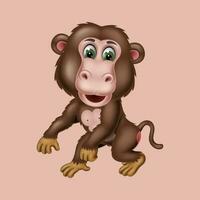 scimpanzé cartone animato in posa, vettore isolato