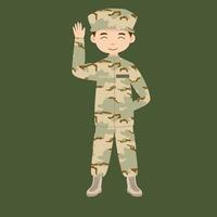 militare fanteria. cartone animato soldato isolato disegno. vettore arte di esercito combattere forza. uomo nel uniforme andando per guerra. patriottico soldato combattente per libertà. fanteria eroe veterano.