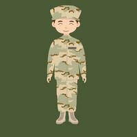 militare fanteria. cartone animato soldato isolato disegno. vettore arte di esercito combattere forza. uomo nel uniforme andando per guerra. patriottico soldato combattente per libertà. fanteria eroe veterano.