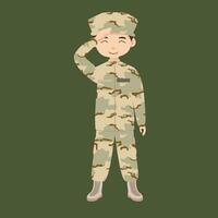 militare fanteria. cartone animato soldato isolato disegno. vettore arte di esercito combattere forza. uomo nel uniforme andando per guerra. patriottico soldato combattente per libertà. fanteria eroe veterano.