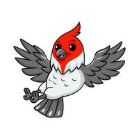 carino rosso crestato cardinale uccello cartone animato vettore
