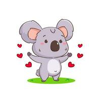 carino contento koala orso cartone animato personaggio condivisione amore. adorabile kawaii animale vettore illustrazione. isolato bianca sfondo.