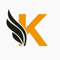 lettera K ala logo design per nolo e mezzi di trasporto simbolo. ala logotipo modello vettore