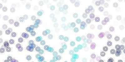 modello di doodle di vettore blu rosa chiaro con fiori