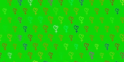 texture vettoriale rosso verde chiaro con simboli dei diritti delle donne
