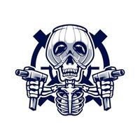 cranio gangster con artigliere logo design per portafortuna sport o esport gioco squadra vettore