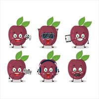 passione frutta cartone animato personaggio siamo giocando Giochi con vario carino emoticon vettore