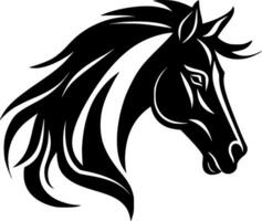 cavallo - nero e bianca isolato icona - vettore illustrazione