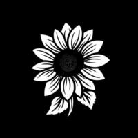 girasole - nero e bianca isolato icona - vettore illustrazione