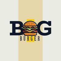 vettore minimo grande hamburger piatto logo design modello