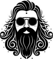 hippie - nero e bianca isolato icona - vettore illustrazione