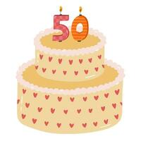 carino compleanno torta con ardente candele nel il modulo di numeri. dolce per celebrazione ogni anno di nascita, anniversario. stilizzato mano disegnato clipart di vacanza Cupcake nel il scandinavo stile vettore