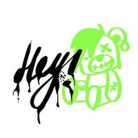 moderno graffiti con il iscrizione Hey e un' orso. marcatore o aerosol. vettore illustrazione per stampa su tessuto, logo.