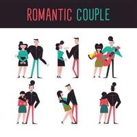 coppia romantica cartoni animati icona gruppo disegno vettoriale