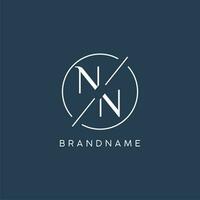 iniziale lettera nn logo monogramma con cerchio linea stile vettore