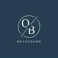 iniziale lettera ob logo monogramma con cerchio linea stile vettore