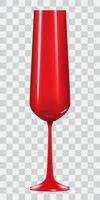 bicchiere di champagne realistico 3d rosso isolato su sfondo trasparente. elemento di design. illustrazione vettoriale eps10